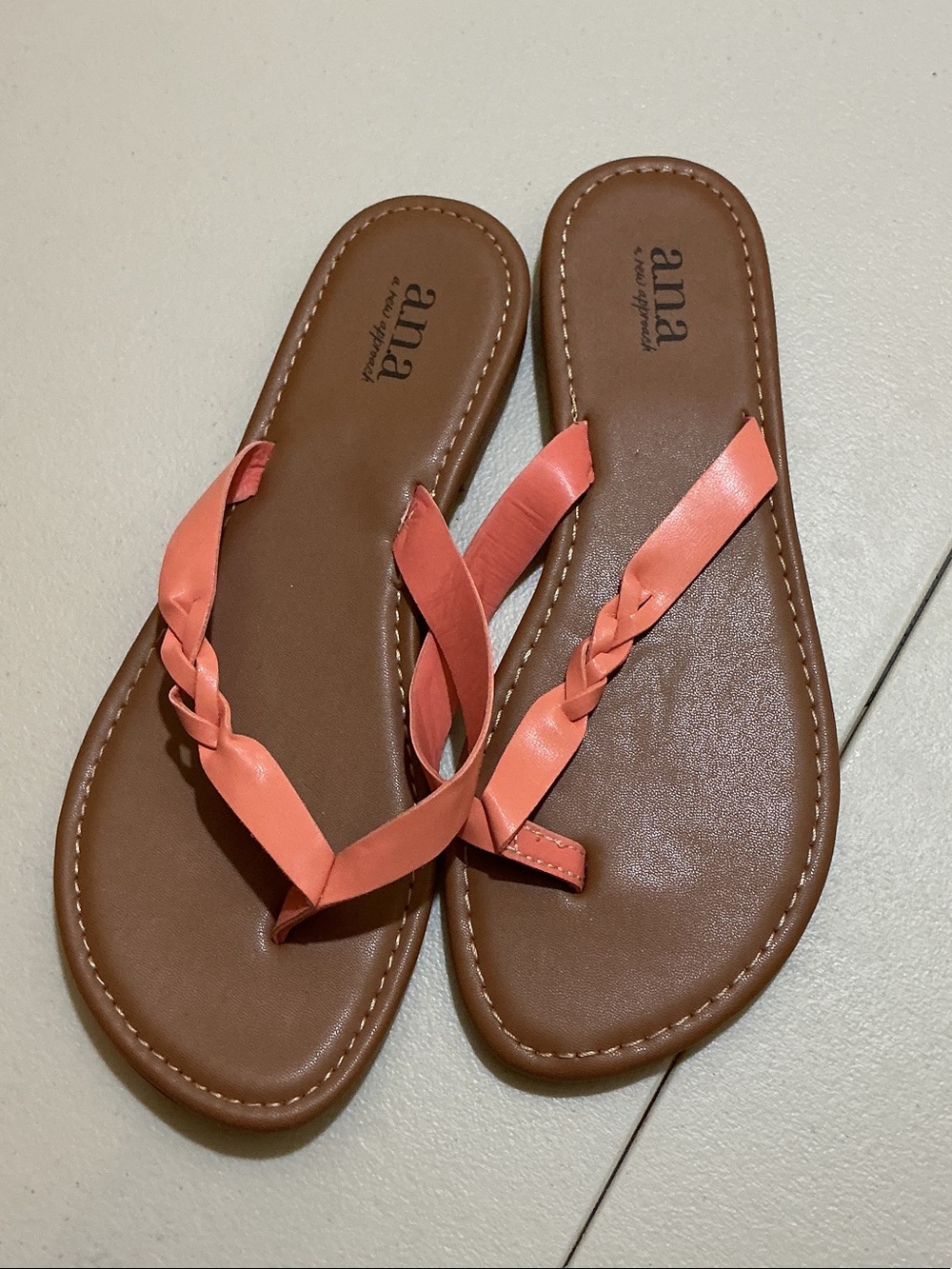 a.n.a Coral Braided Strap Women's Sandal - Brown Footbed
